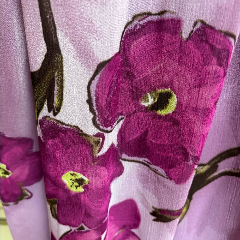 APT 9 PURPLE FLORAL PUFF SLEEVE BOW DETAIL BOHO RUFFLE PEASANT BLOUSE SIZE XL - Picture 7 of 10